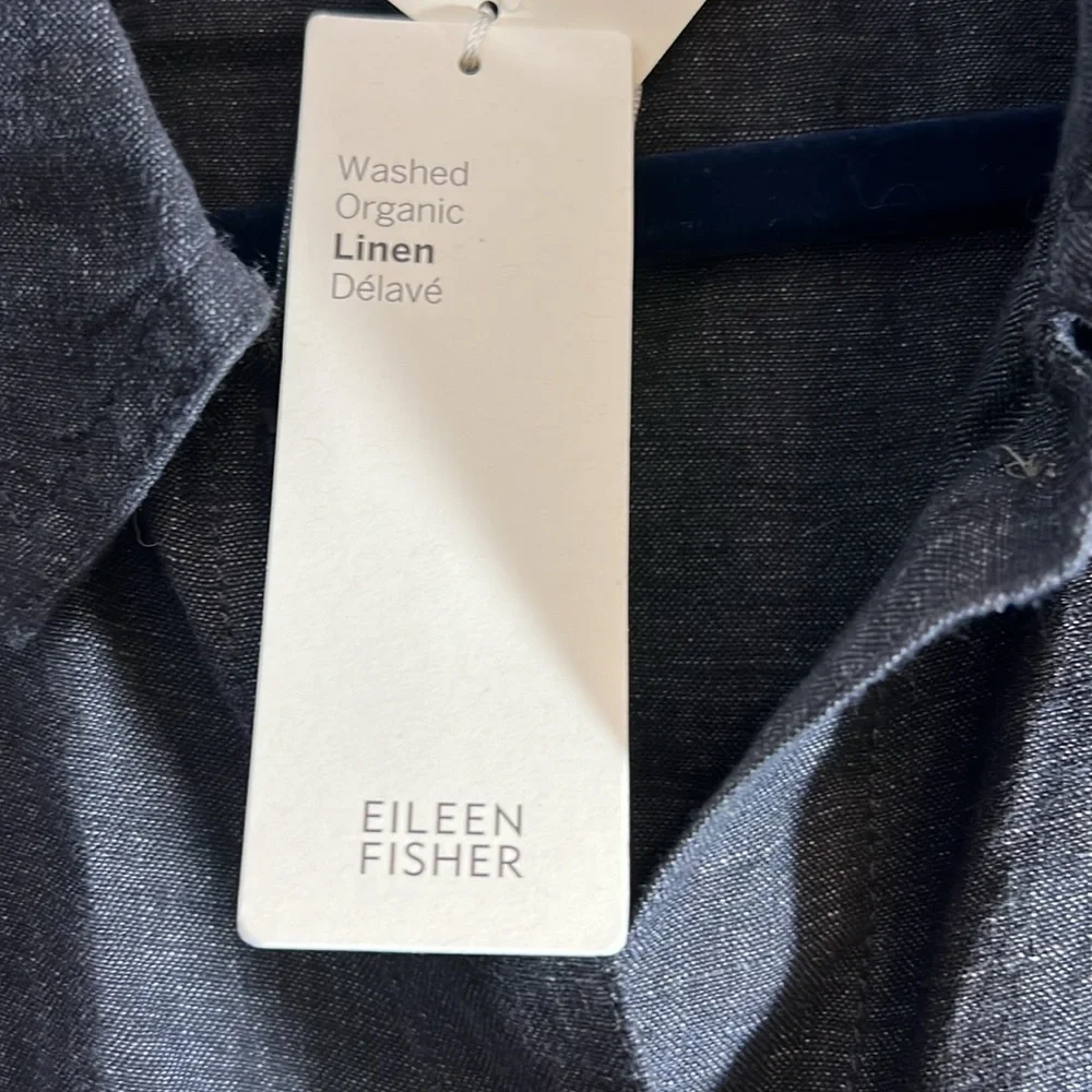 Eileen Fisher denim classic CLR Jacket size M washed organic linen Délavé - Picture 4 of 8